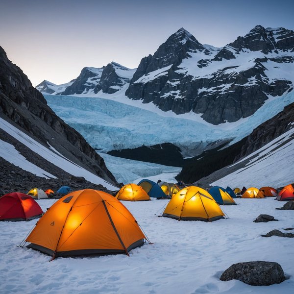 Quels sont les meilleurs conseils pour camper en région de montagnes avec des glaciers en hiver?
