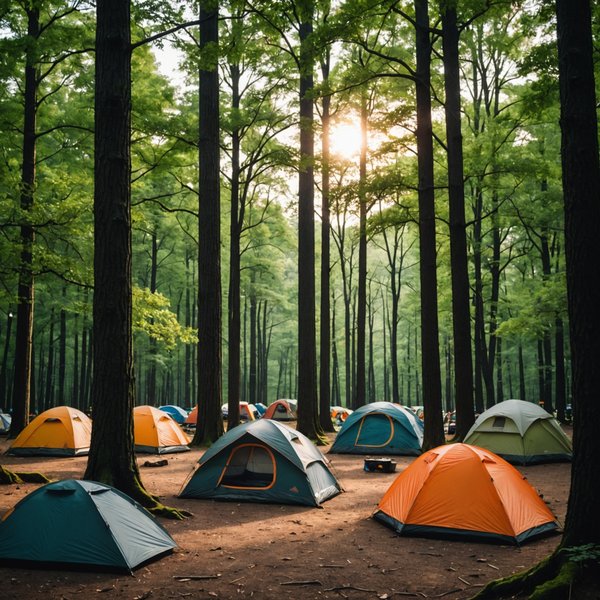 Quels sont les équipements nécessaires pour un camping en région de forêts de chênes?